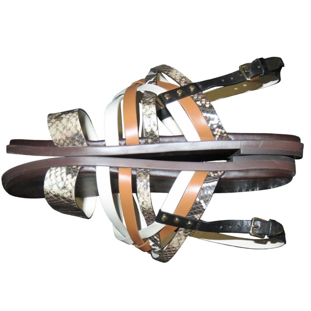 Cole Haan Francie Snakeskin Embossed Braided Leather Slingback Multicolor Sandal - Picture 5 of 7